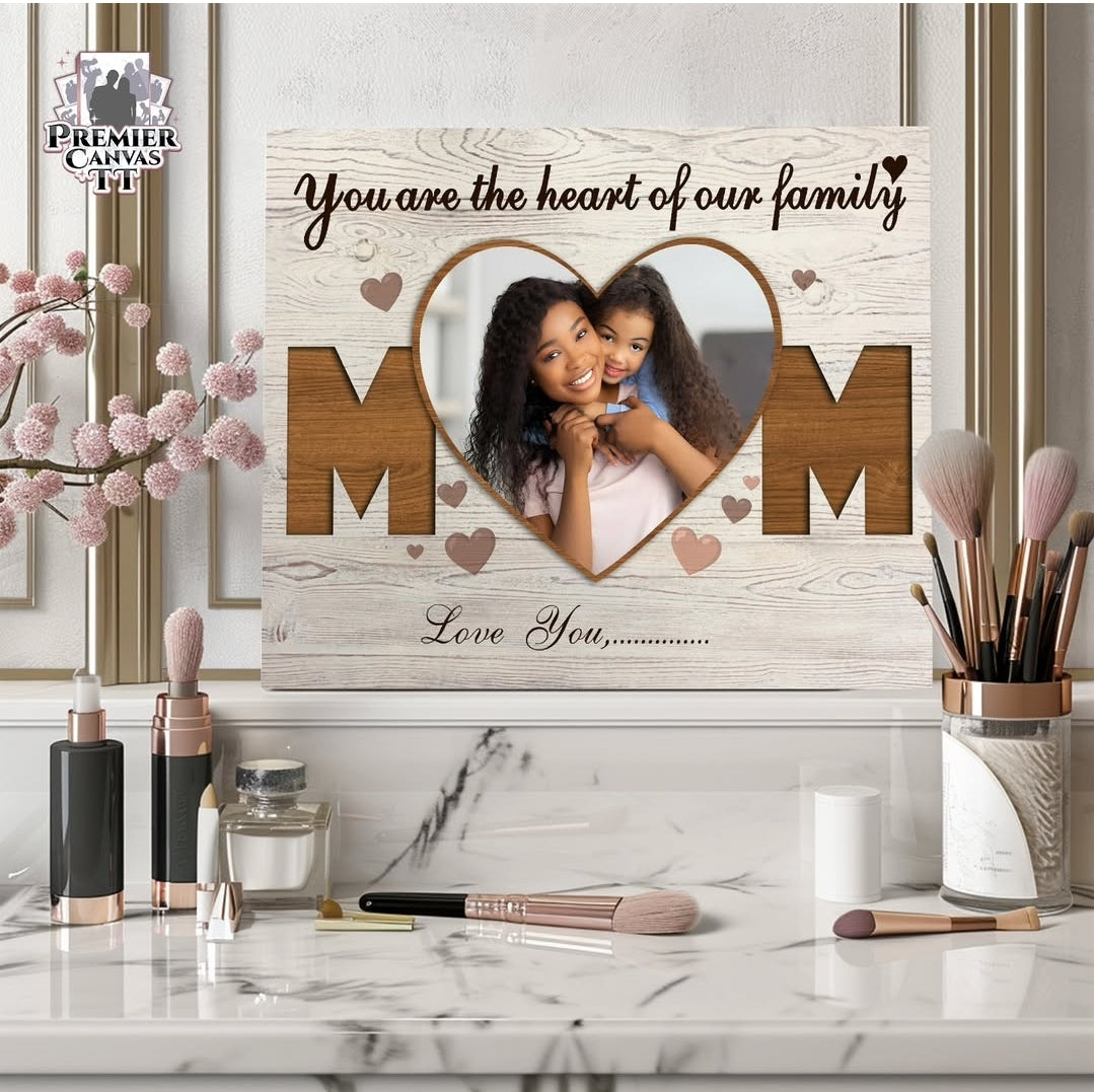 Mom Heart Shape Canvas