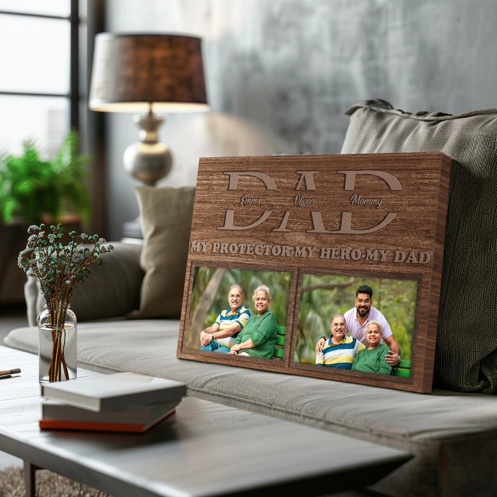 My Hero My Dad Wooden Print