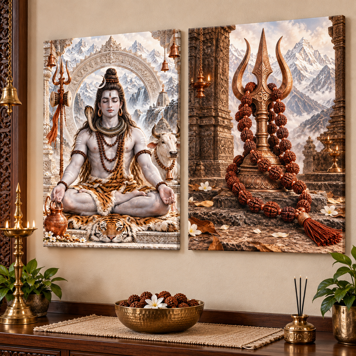 Lord Shiva Rudraksha Mountain Devotion Canvas Set