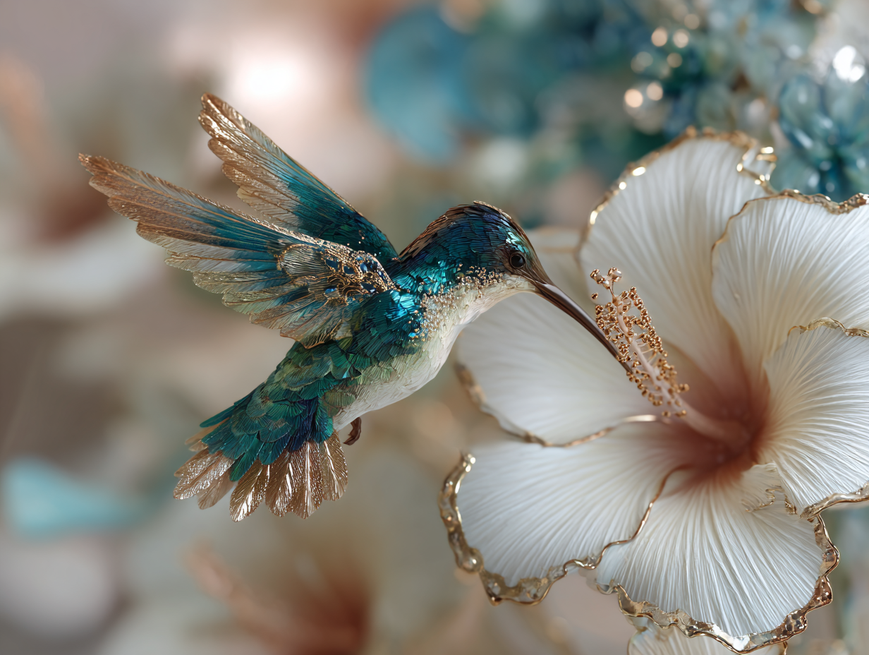 Luxury Humming Bird and Hibiscus