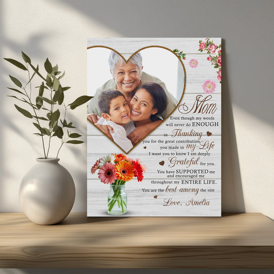 Words Never Enough Mom Canvas