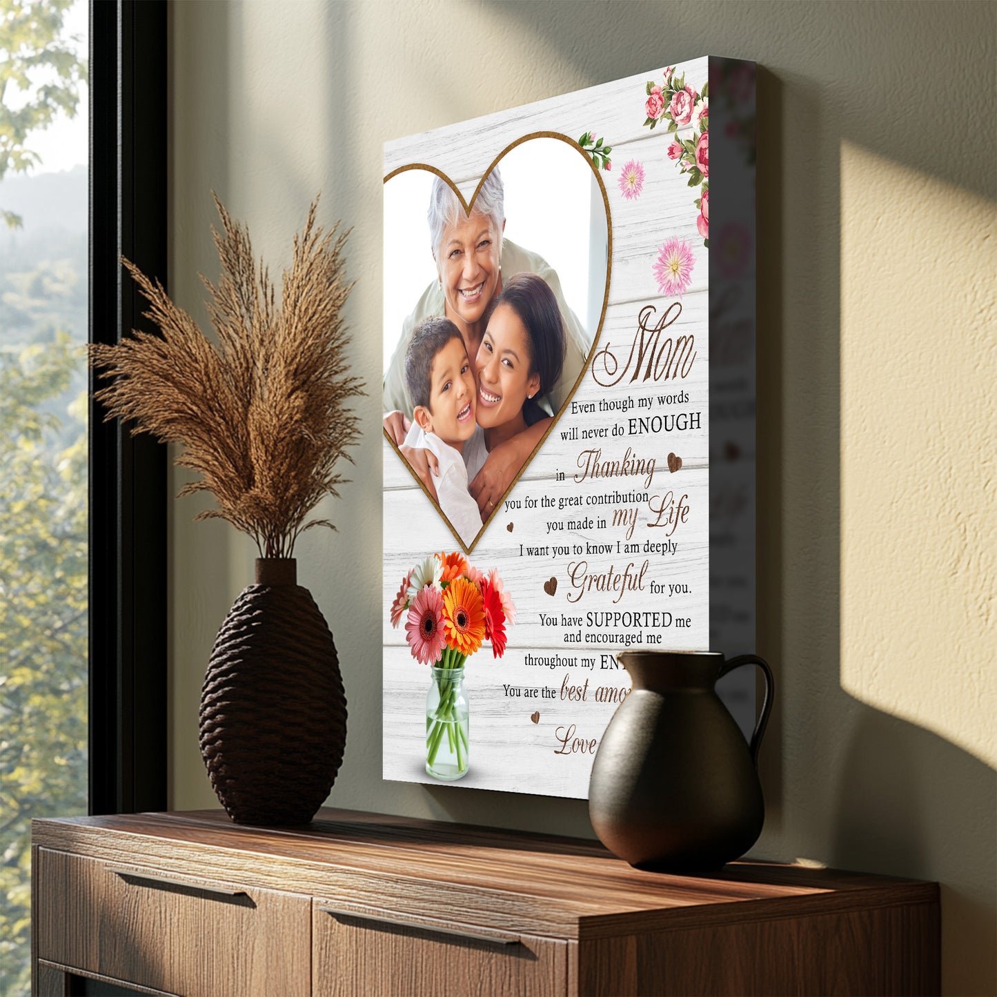 Words Never Enough Mom Canvas