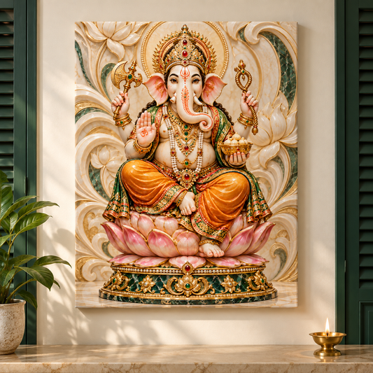 Ganesha Jade Lotus