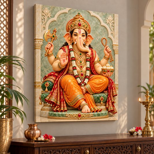 Ganesha Saffron Jade