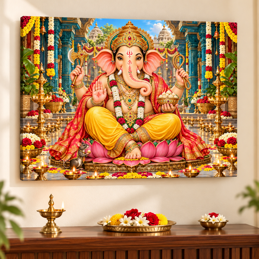Lord Ganesha Festival Courtyard Radiance Canvas