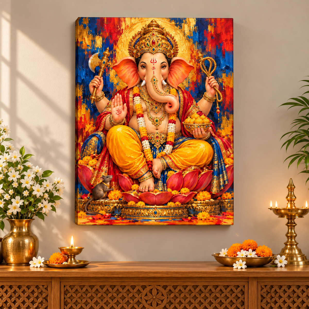 Lord Ganesha Marigold Colour Symphony Canvas