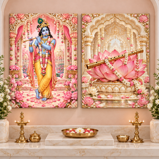Lord Krishna Rose Lotus Love Song Canvas Set