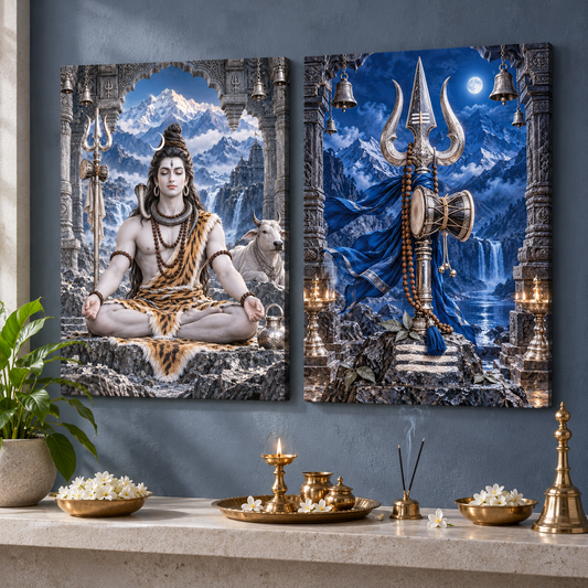 Lord Shiva Midnight Kailash Vigil Canvas Set