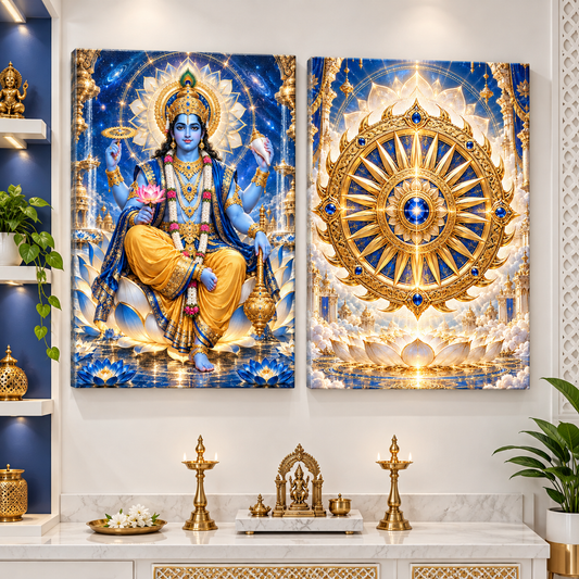 Lord Vishnu Celestial Wheel of Protection Canvas Set