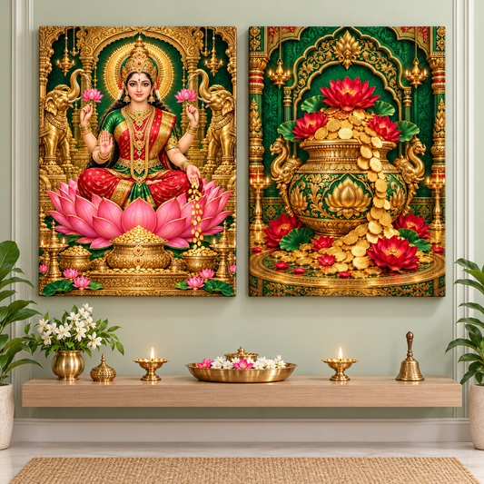 Mother Lakshmi Emerald Treasury Canvas Set