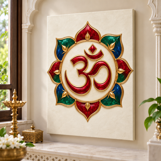 Om Jewel Lotus Blessing Canvas