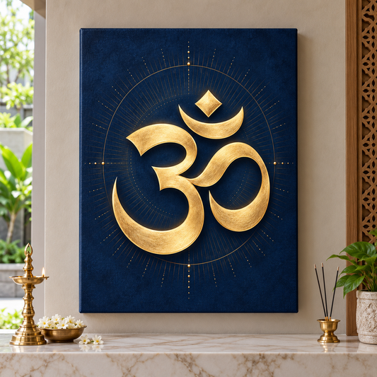Om Midnight Golden Resonance Canvas