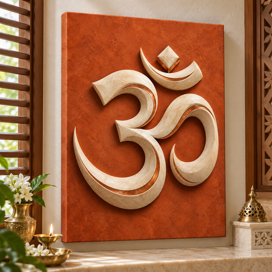 Om Terracotta Marble Harmony Canvas