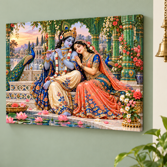 Radha Krishna Emerald Pavilion Sunset Canvas