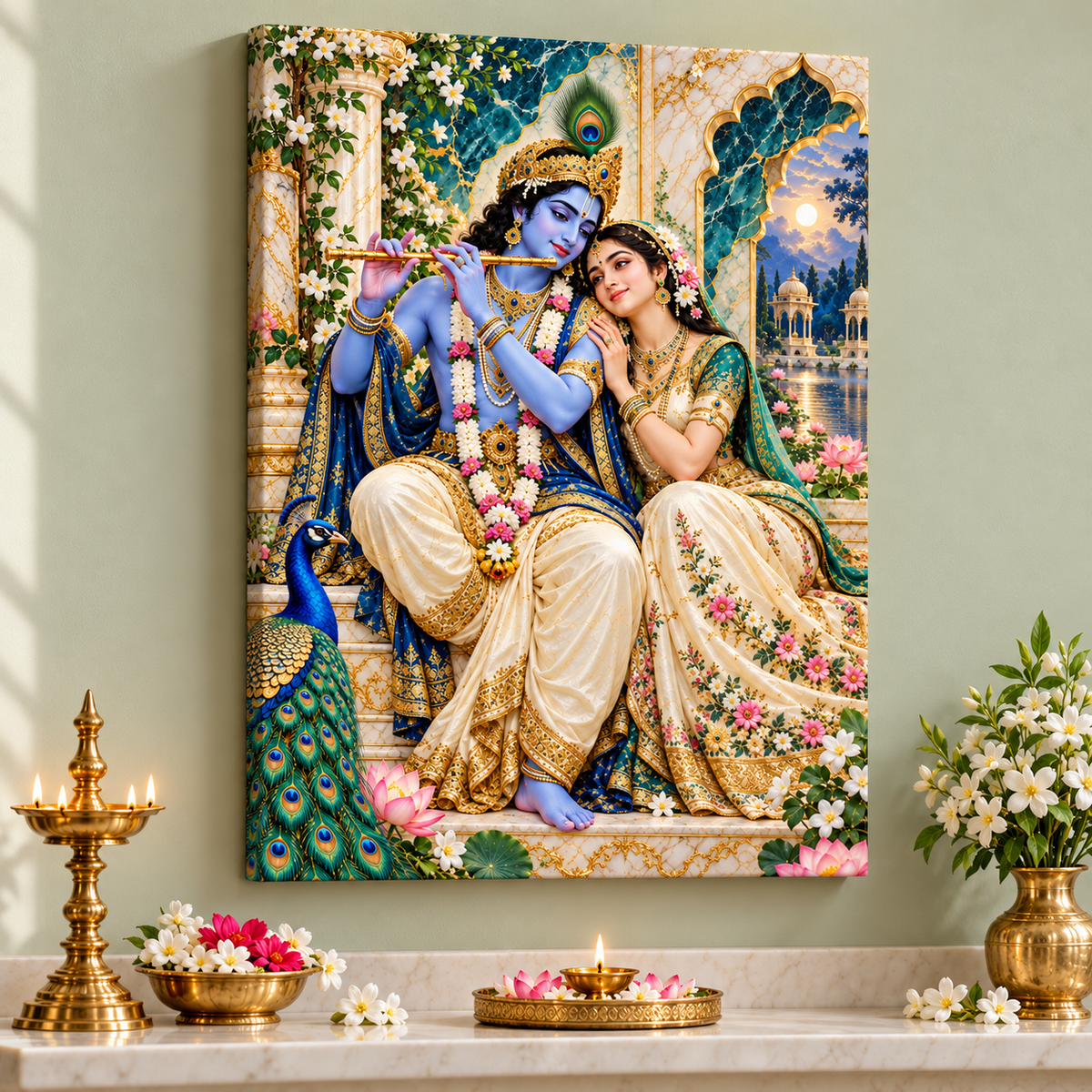 Radha Krishna Ivory Garden Pavilion Canvas