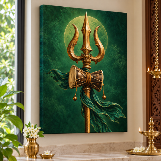 Shiva Trishul of the Jade Sanctuary Canvas