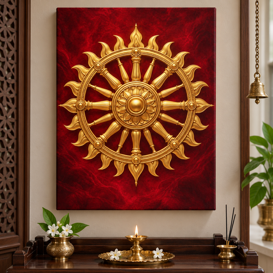 Sudarshana Chakra Crimson Radiance Canvas