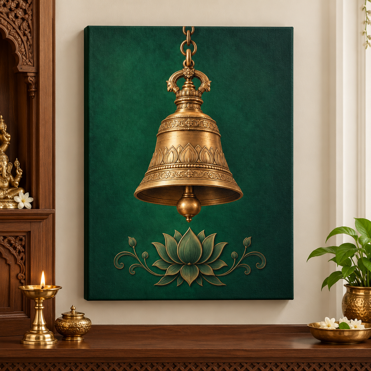 Temple Bell Emerald Invocation Canvas